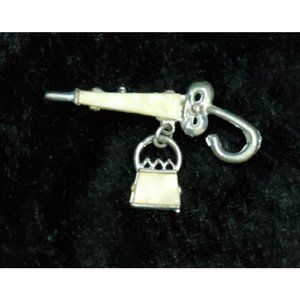 vintage mother of pearl umbrella and purse brooch/pin.